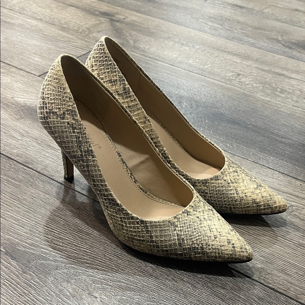 Xappeal Snakeskin Patterned Heels - Tan